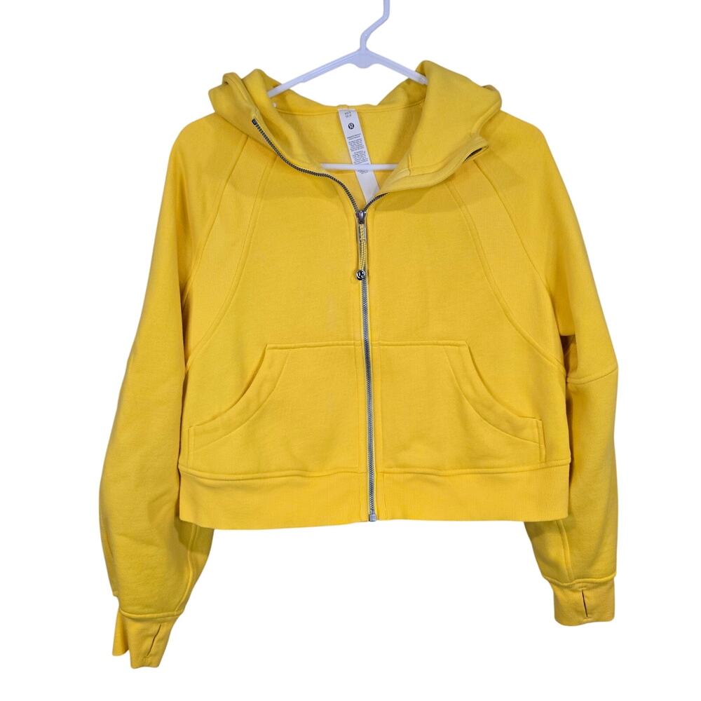 Women's Lululemon Yellow Full Zip Cropped Scuba Athletic Hoodie | Size XS/S